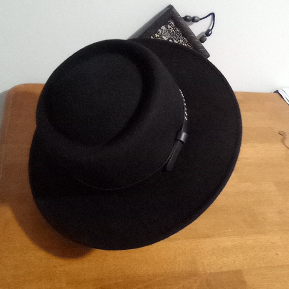 Wide Brim Wool Fedora With Metal Button Band Accent - Picture 7 of 16